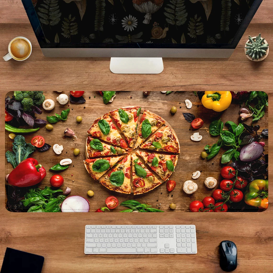 XXL Mousepad Pizza Vegetable Fruit Kitchen Vibe Non-slip Table Carpet Mouse Pad Large Desk Mat Edge Stitched Gaming PC Gamer Mat