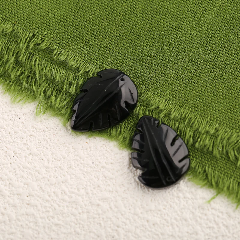 Black Obsidian Leaf Charms Jewelry Semiprecious Stones,Earrings Beads for Jewelry Handmade Natural Jewelry 22x16x3mm 5.6g