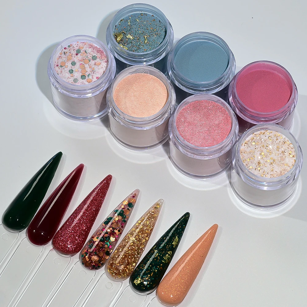 

6jar/set Green Red Christmas Glitter Nail Crystal Powder Hexagonal Sequins Shiny Acrylic Powder Nail Extension Manicure Pigment