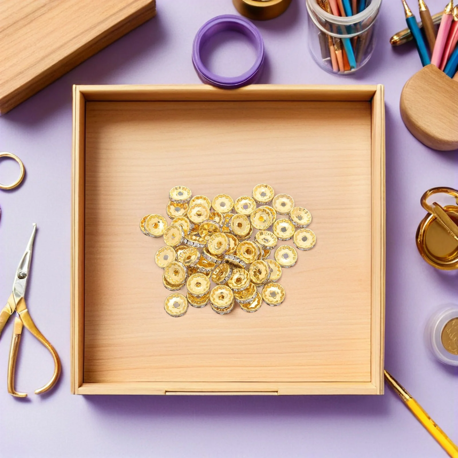 100 قطعة حجر الراين كريستال Rondelle خزر عازل 12 مللي متر ثقب كبير الخرز المعدني لصنع المجوهرات سوار الحرفية حبة الفواصل