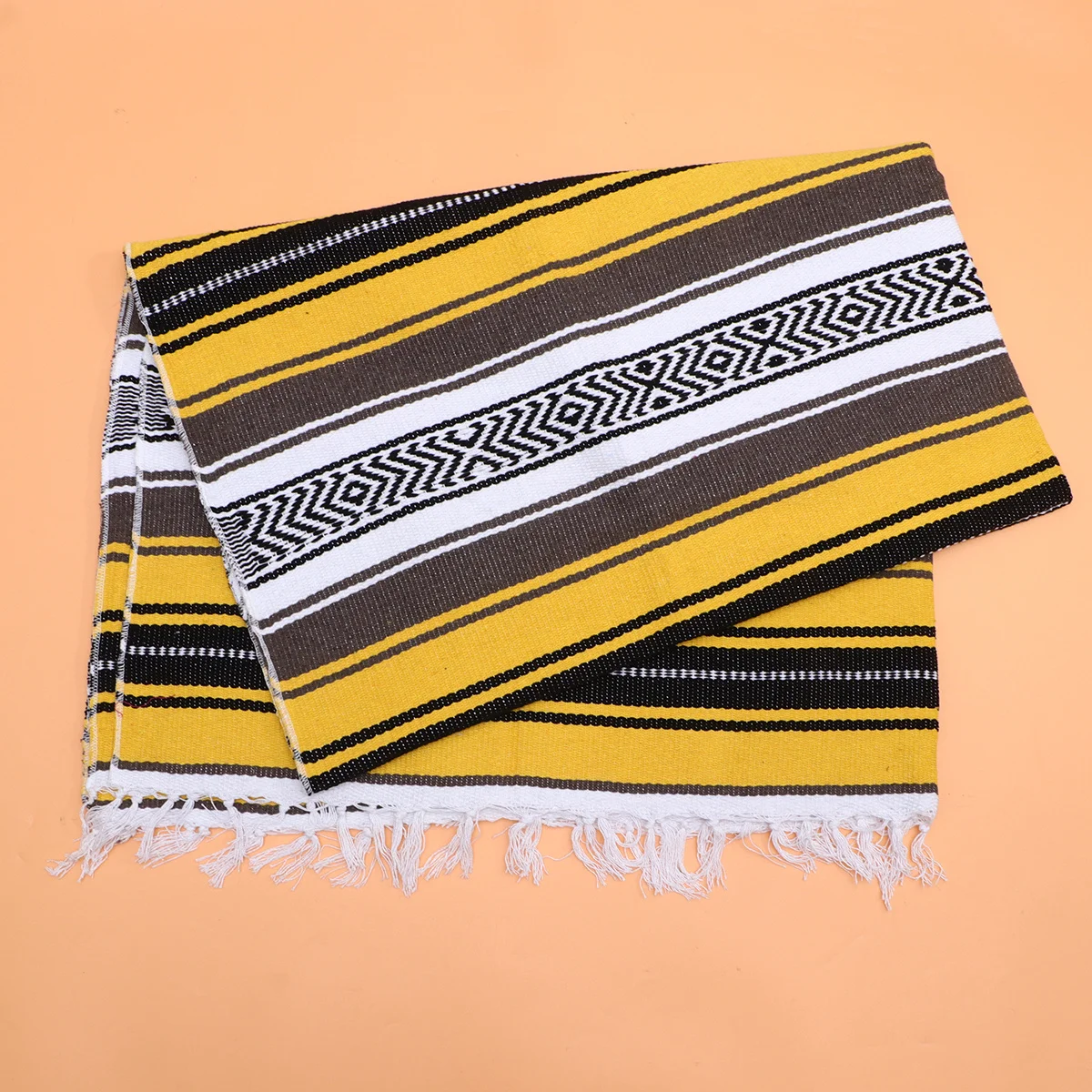 

Mexican Blanket Woven Sofa Blanket For Bedroom Living Room Office Car Yellow 130X180Cm Polyester Cotton Blend