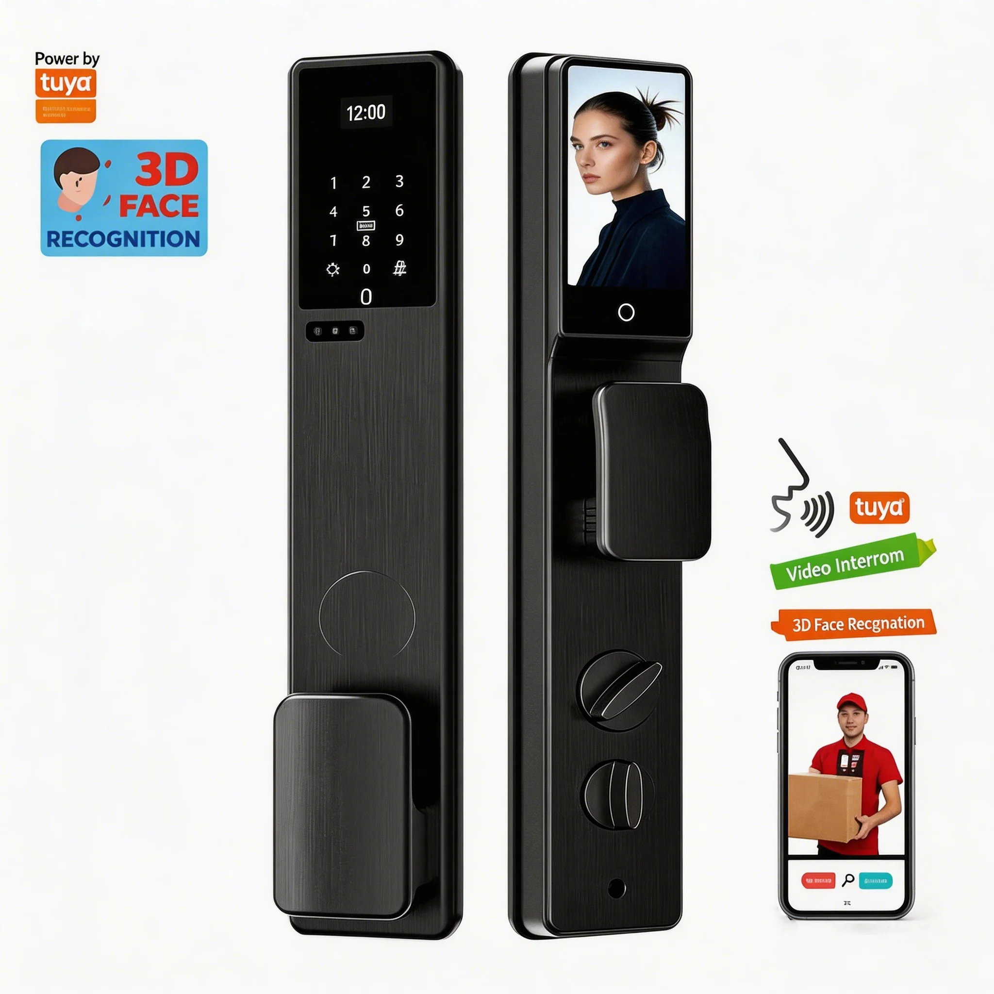 Waterproof Outdoor Smart Lock Temporary Password Networked Video Intercom Fingerprint Face Recognition Smart Lock for Front Door