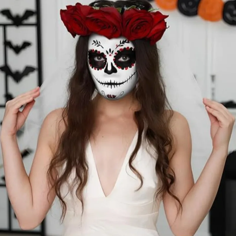 1/8 قطعة لتقوم بها بنفسك أقنعة الوجه الكامل فارغة الأبيض هالوين تأثيري الحيوان Mache Paintable حفلة كرافت زوجين نصف قناع ماكياج الفن الحرفية