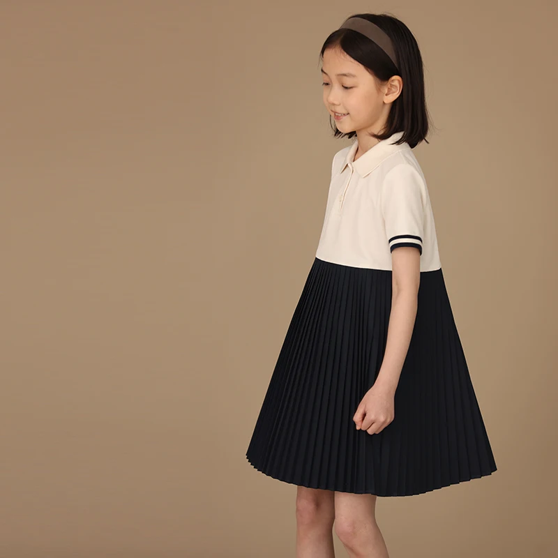 Kids Clothes Girl Kids Skirt Polo Skirt Girls College Dress Hepburn Literary Girl Summer Dress SundressDress Pleated Skirt