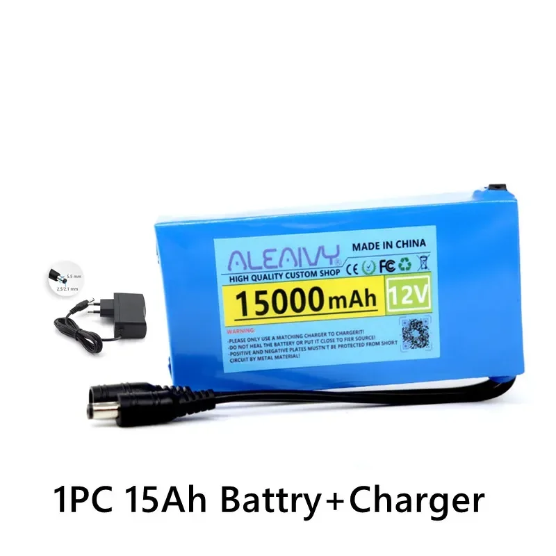 Aleaivy 12 V 20000 mAh 18650 Lithium-Akku DC, mit Schalter, verwendet als Backup-Akku für 12 V CCTV-LED-Leuchten, 12,6 V1A-Ladegerät 7