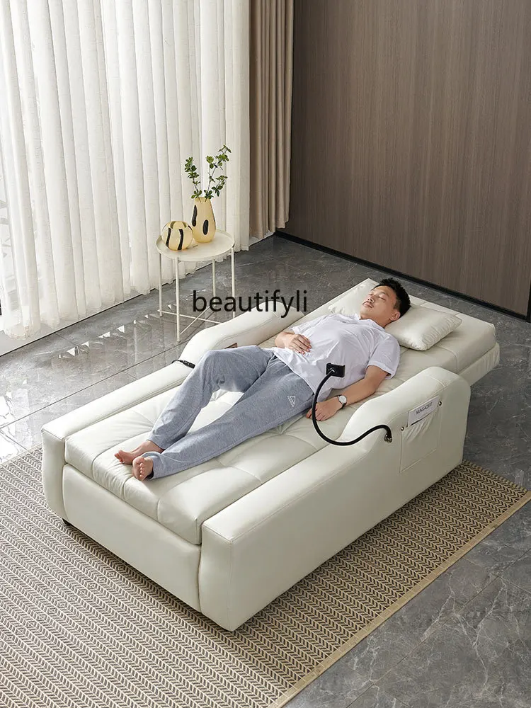 New Faux Leather Multi-Functional Sitting and Sleeping Dual-Use Electric Sofa Bed Wide Office Lunch Break Chaise Longue