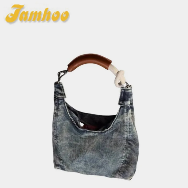 Jamhoo Vintage Denim Women Totes Bag Causal Messenger Shoulder Bag Large Capacity Female Shopper Hobo Armpit Bag Handbag Bolsa