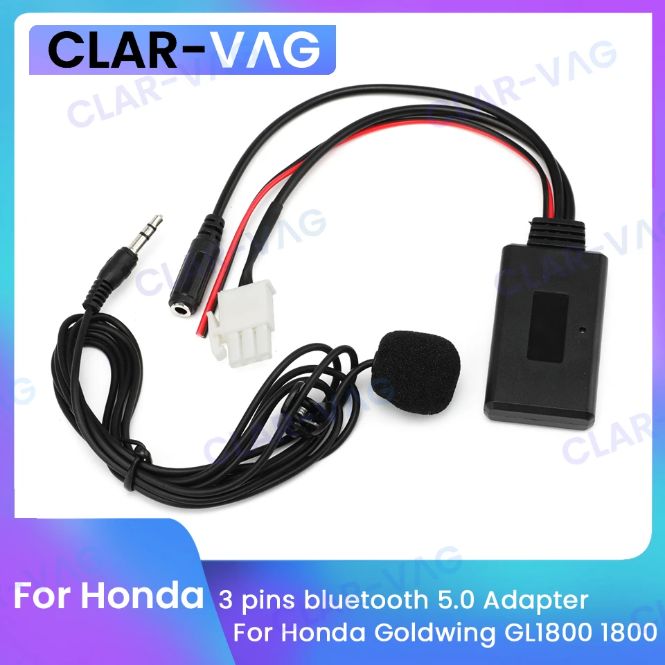 

Car Bluetooth 5.0 Module Receiver Adapter Radio Stereo AUX Cable Adapter 3 Pins for Honda Goldwing GL1800