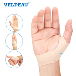 VELPEAU Elastic Thumb Support Brace for Tenosynovitis Pain and Isolate Skin Thumb Cover Liner Breathable and Fits Both Hands