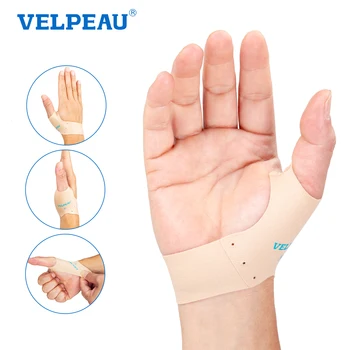 VELPEAU Elastic Thumb Support Brace for Tenosynovitis Pain and Isolate Skin Thumb Cover Liner Breathable and Fits Both Hands