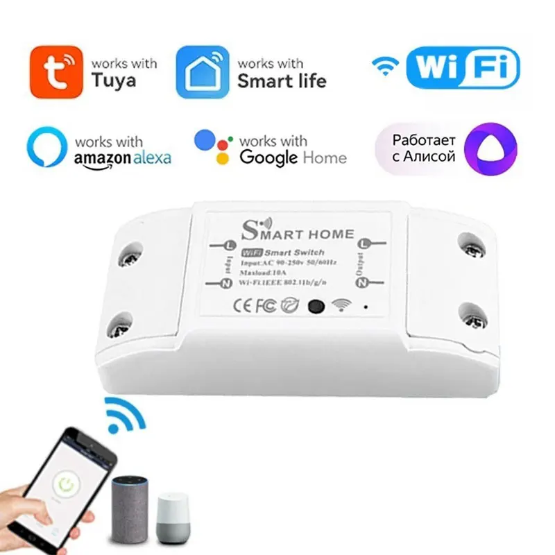 WiFi Smart Switch Circuit Breaker AC100-240V Tuya Smart Life Mobile APP Remote Control Supports Alexa Google Home Voice Control