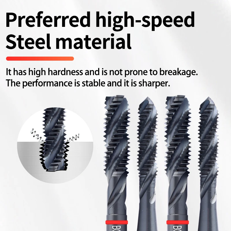 BOSS TAPS HSS-CO JIS Standard Red Ring OX Coating Spiral Fluted Tap M2 M2.5 M3 M4 M5 M6 M8 M10 M12 Machine Screw Thread Taps