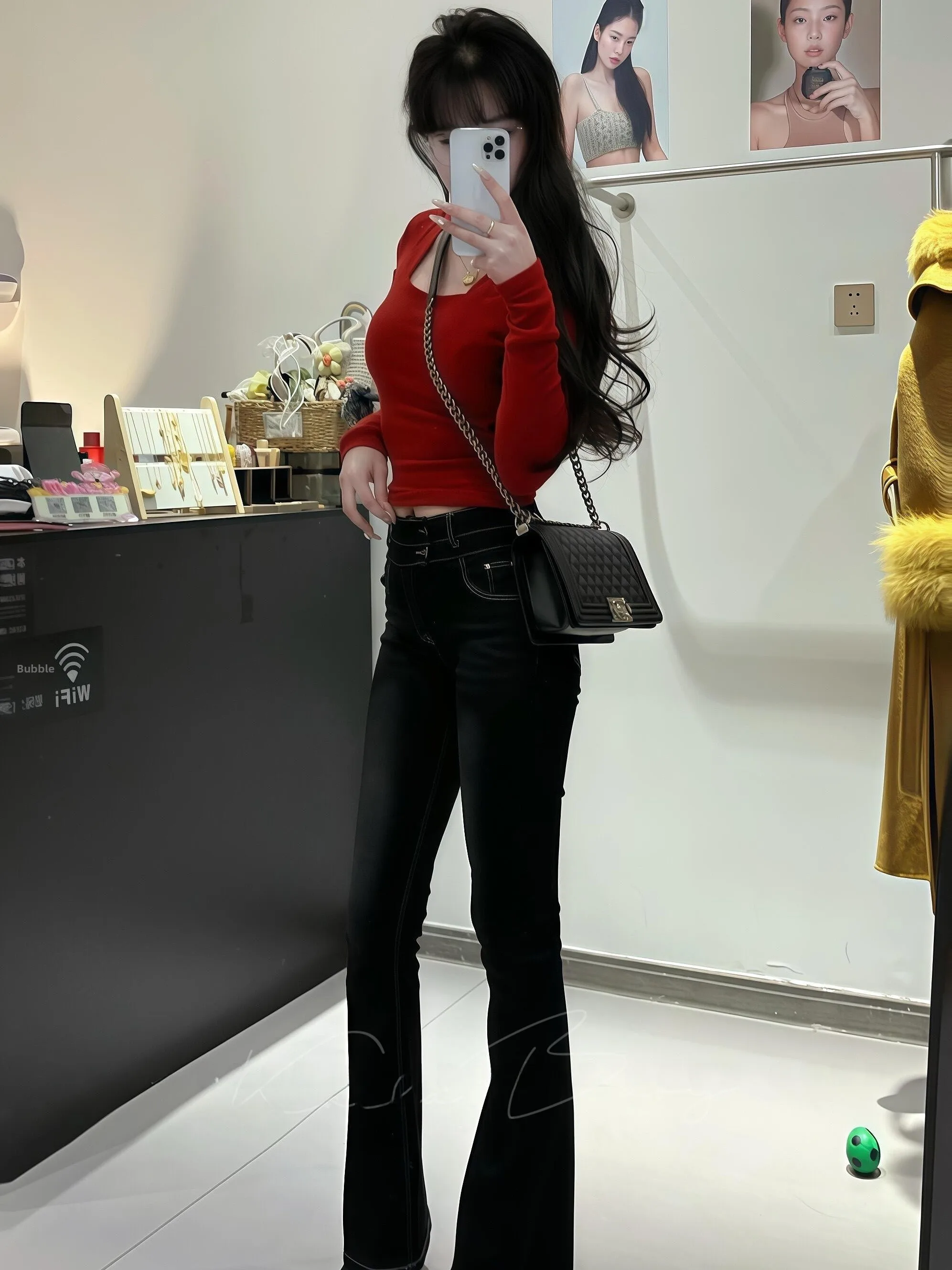 

Джинсы женские с высокой талией, слегка расклешенные, повседневные, с эффектом похудения, из высокоэластичного хлопкового денима, в стиле ретро, универсальные, для модниц