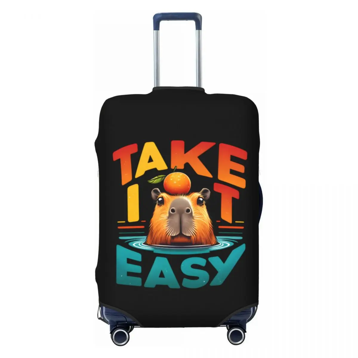 

Take It East Capybara Travel Luggage Cover Dust Proof Cute Giant Cavy Capybara Suitcase Cover Protector Fit 18-32 Inch