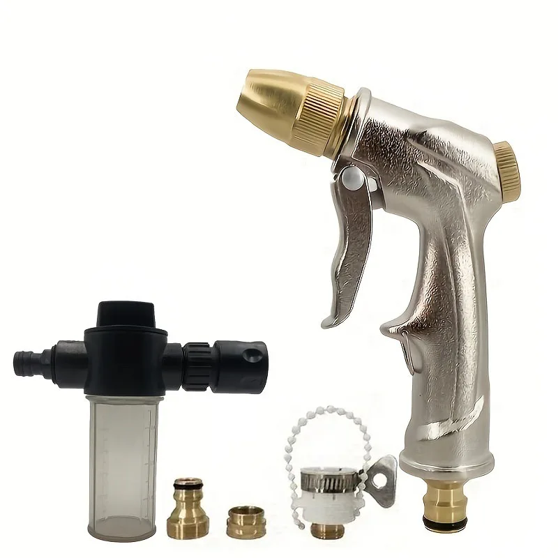 Portable High-pressure Water Gun Adjustable Metal Cleaning Car Wash Machine Garden Watering Hose Nozzle Sprinkler Foam Water Gun