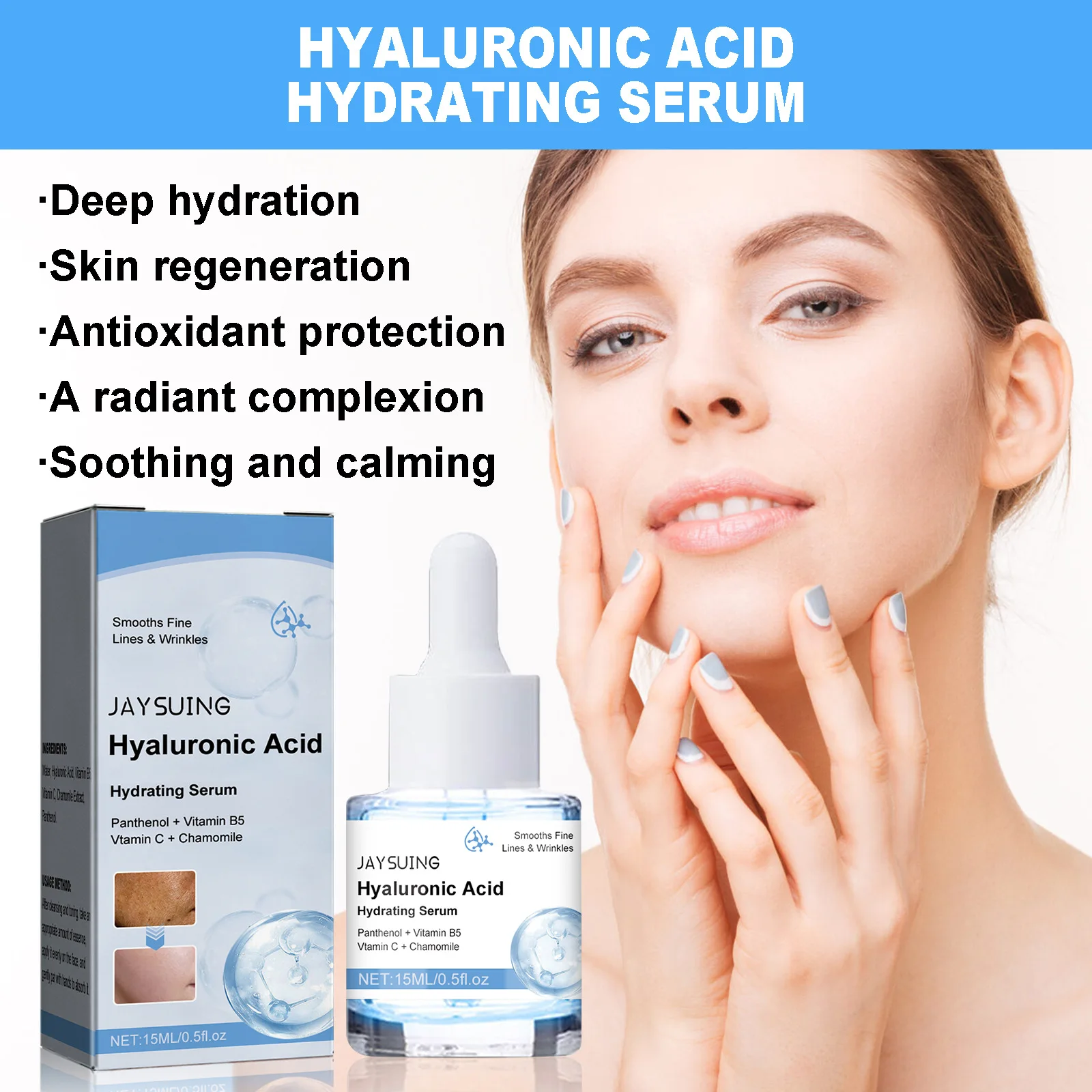 Hyaluronsäure Gesichtsserum Faltenentfernung Anti Oxidation Verjüngung Haut Whit-ing Feuchtigkeitsspendende Haut Straffende Gesichtsessenz