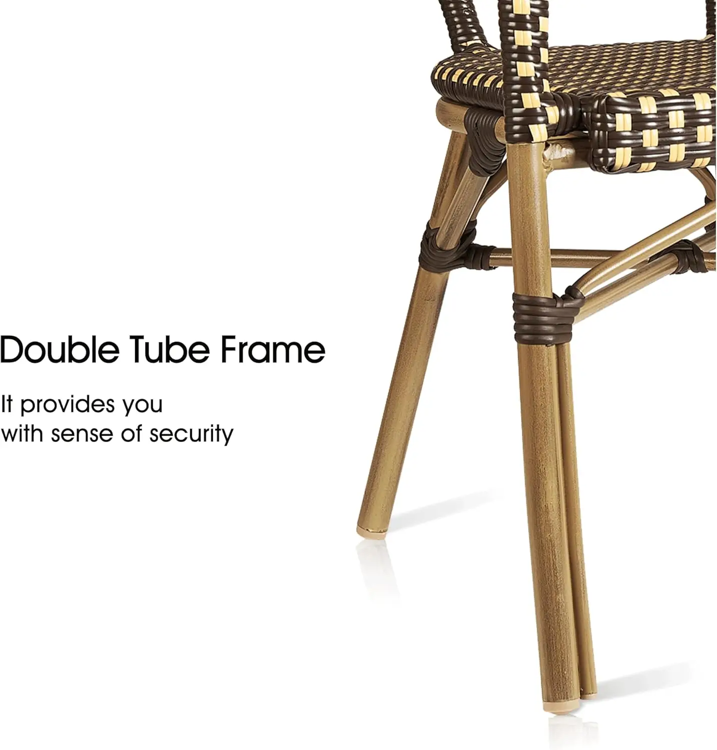 طقم كراسي بيسترو مكون من قطعتين - كراسي بذراعين من الخيزران (طباعة من الخيزران، قهوة) #6