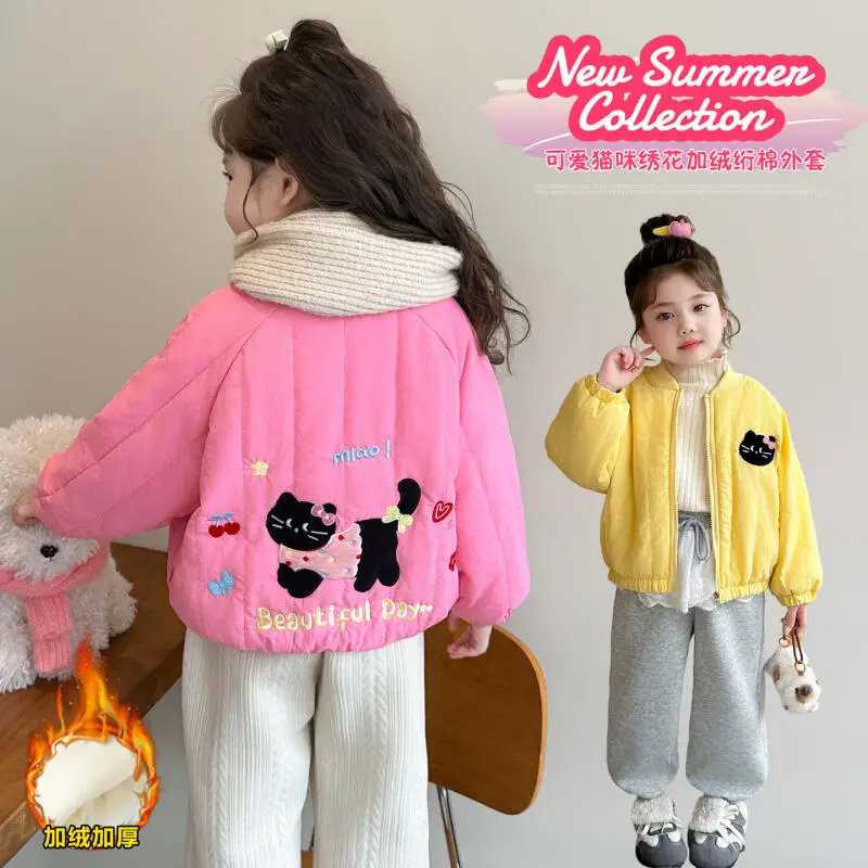 لطيف هريرة الأطفال معطف دافئ سميك خريف شتاء 2025 جديد الكرتون أنيمي معطف الموضة النسخة الكورية ملابس الفتيات الناعمة #5