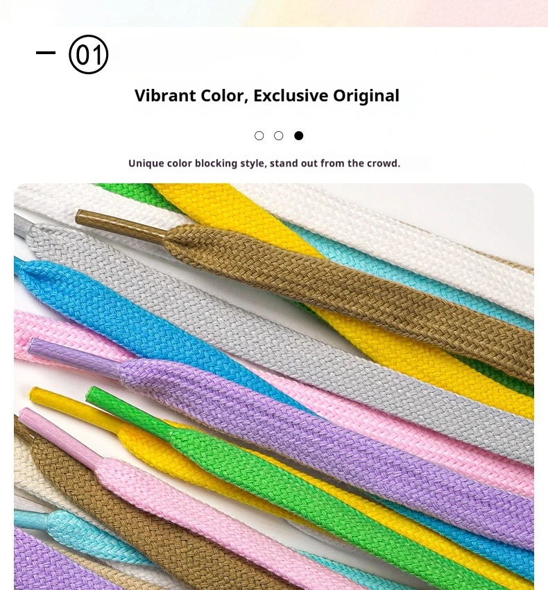 Doppellagige Schnürsenkel aus Polyester-Baumwolle, 1 cm breit, flach, hochwertige Schnürsenkel für Sneaker, Segeltuchschuhe, 1 Paar – Detail 2