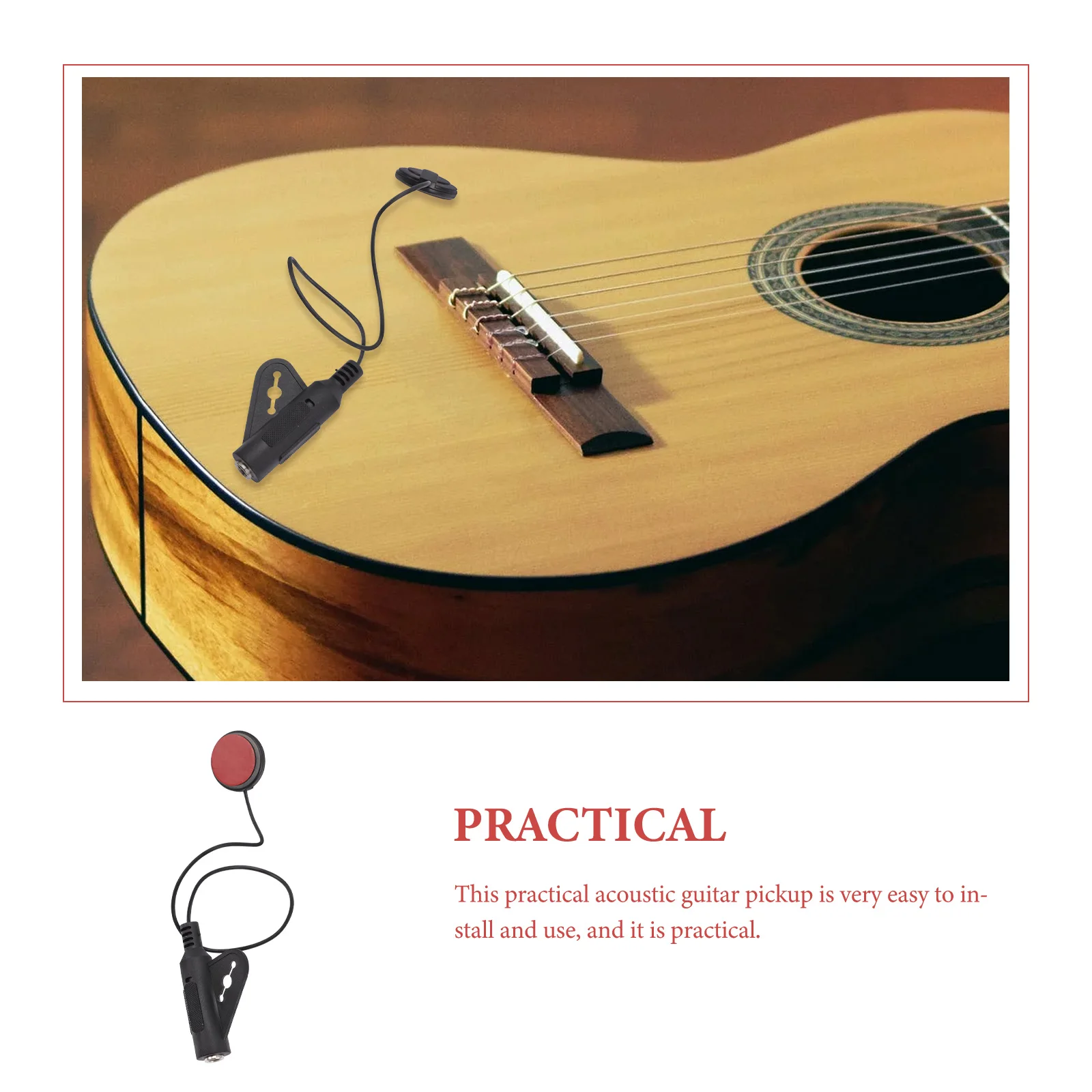

1pcs Multi-Function Acoustic Guitar Pickup Sound Hole Self-Adhesive Tool For Ukulele Banjo Folk Thumb Piano Instrument Accessory