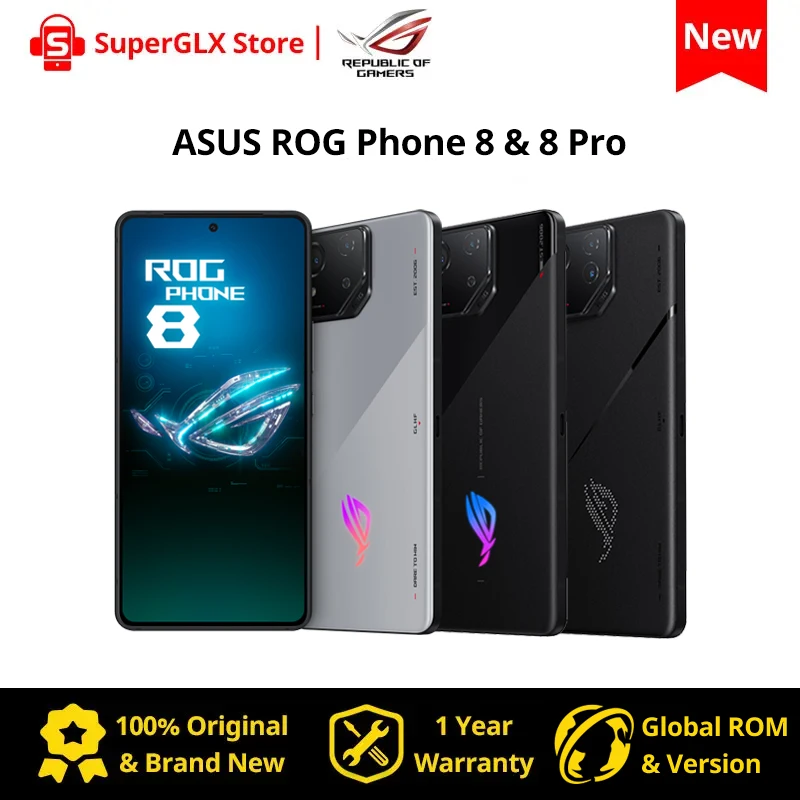 

2024 Original ROG Phone 8 & 8 Pro 5G Gaming Phone Snapdragon 8 Gen 3 6.78'' 165Hz AMOLED Display 50MP IMX890 Main Camera ROG 8