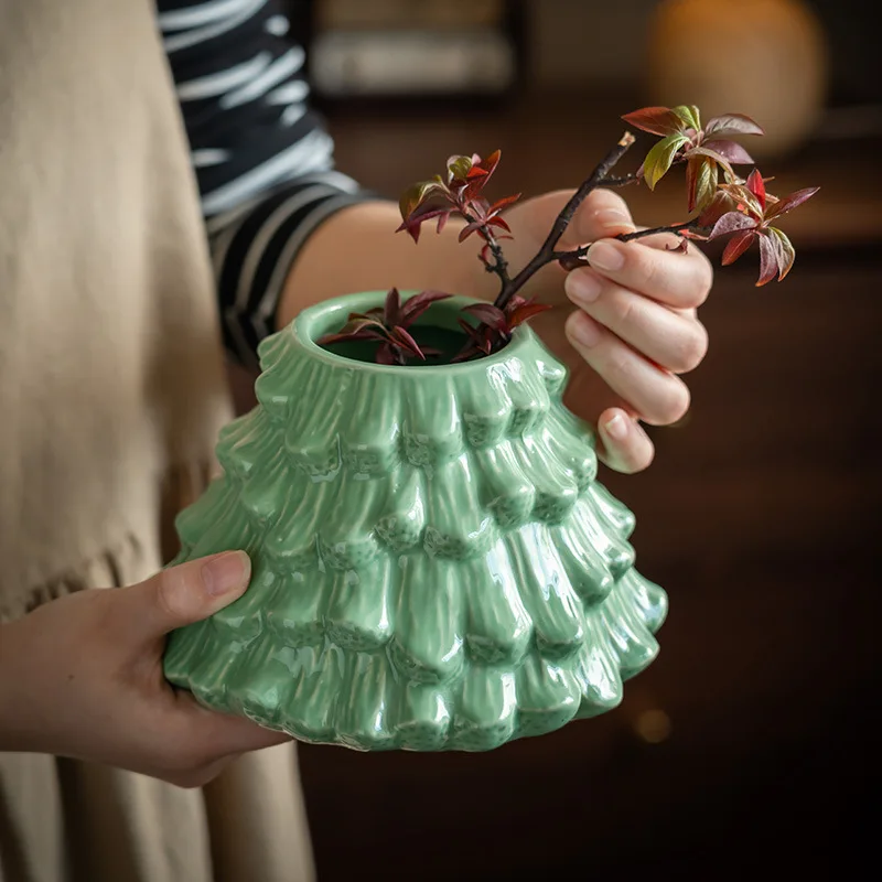 YFY Home Decoration Ornament Ambience Vase Living Room Ornament Ornament Christmas Tree Flower Insert Kitchen Storage Jar