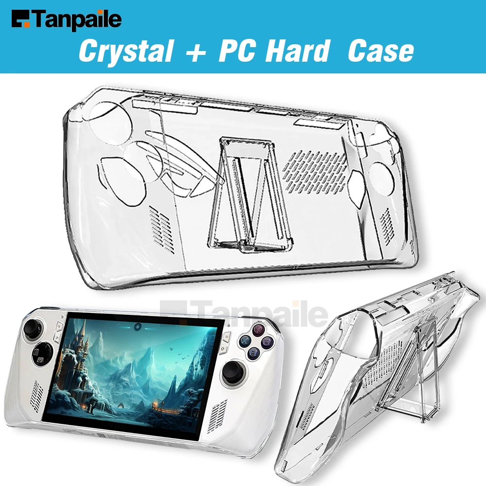 Tanpaile Crystal PC Hard Case for ASUS Rog Ally with Kickstand Shell,Shockproof 360 Protection with Stand for Game Handheld Con