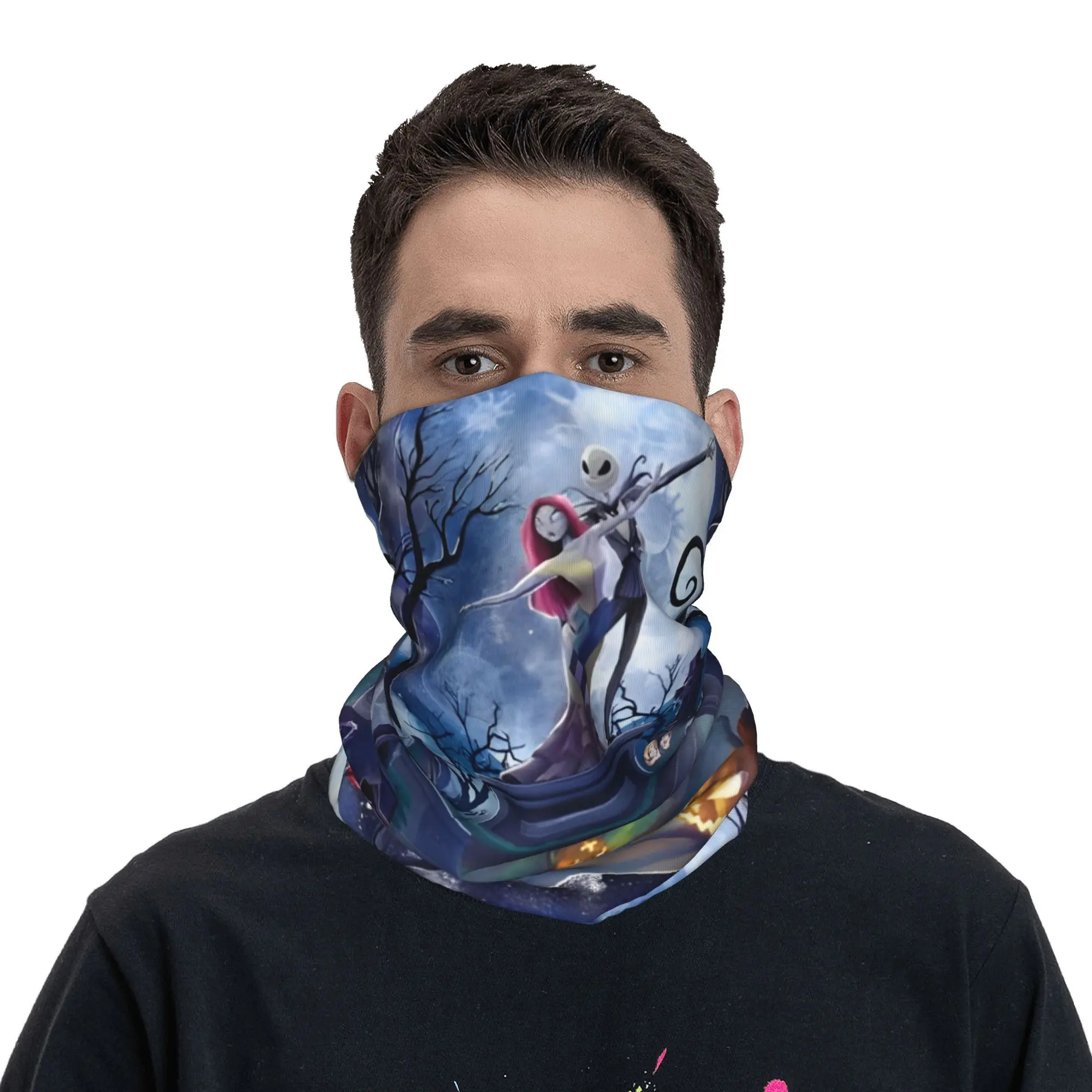 Horror The Nightmare Before Christmas Bandana Neck Gaiter Printed Jack Face Scarf Warm Headwear Outdoor Sports  Adult Washable