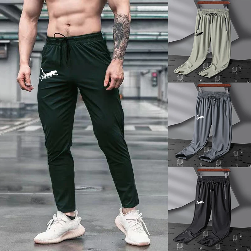 Men\'s Running Pants Sports Stretch Jogging Fitness Training Tight Fitting Pants Quick Drying Thin Sportswear Training Sports