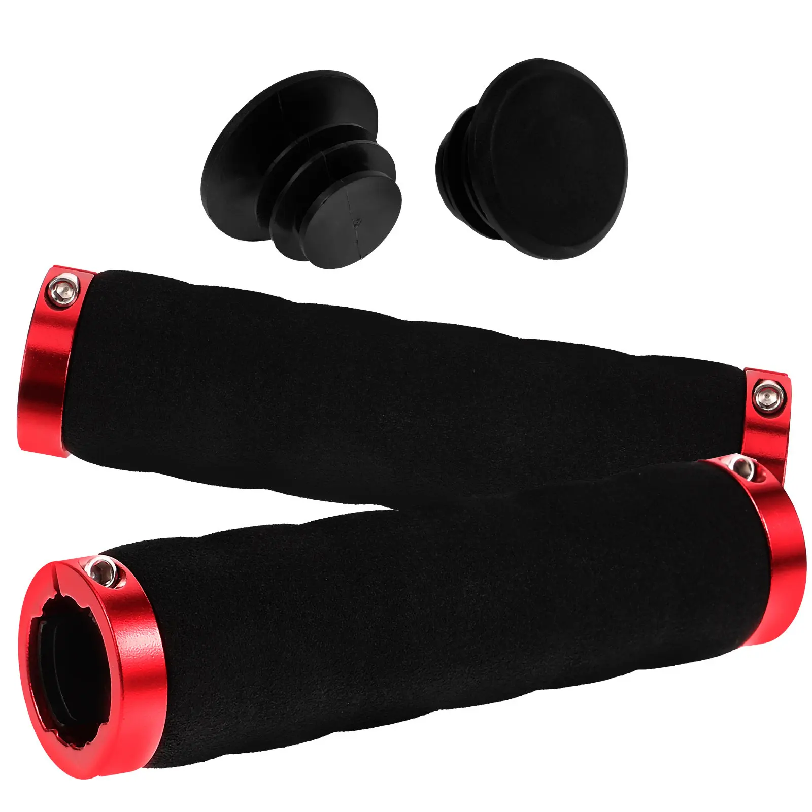 

1 Pair Cycling Handlebar Covers Mountain Bike Grips Foam Metal Non-Slip Comfortable Anti-Skid Grip Protector Handlebar Grips