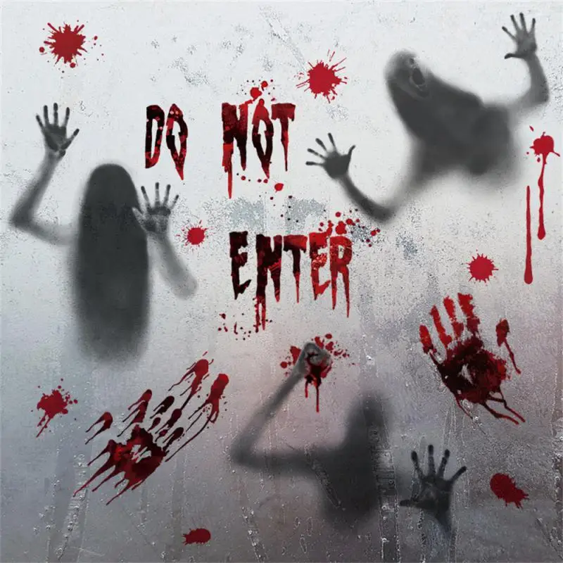 Sticker No Trace Household Horror Stickers Create A Festive Atmosphere 25*35cm Holiday Party Supplies Bloody Handprint Sticker