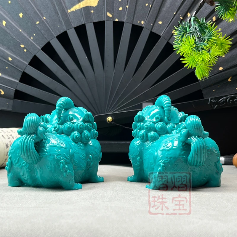 Wholesale imitation turquoise fortune Pixiu large-buttock Pixiu auspicious beast for attracting wealth and fortune decorative cr