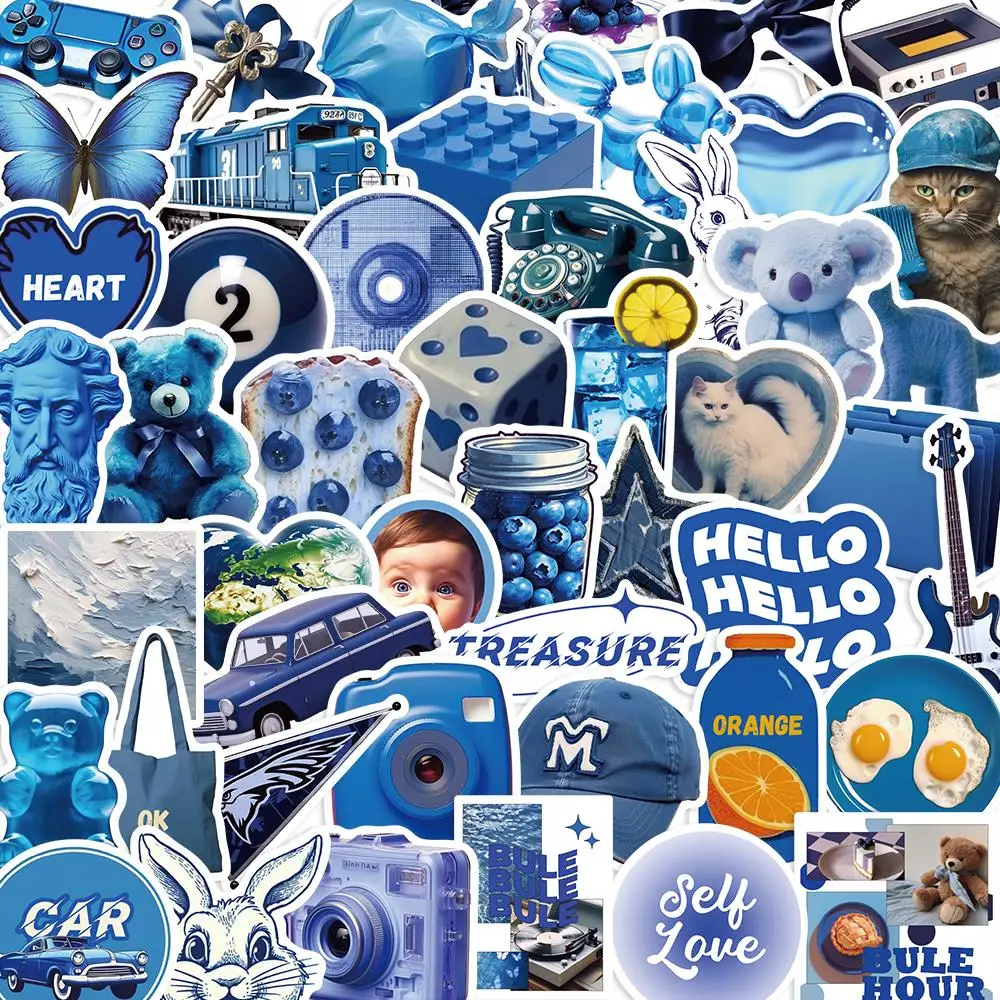 

10/50PCS Blue Ins Style Vintage Stickers Pack Kids DIY Skateboard Motorcycle Suitcase Stationery Decals Decor Phone Laptop Toys