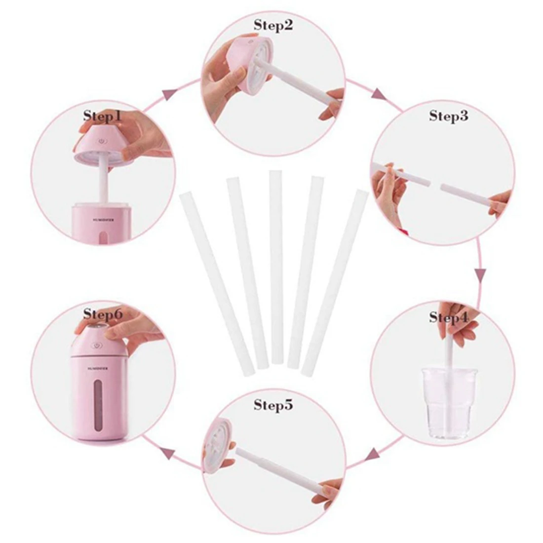 Bâtonnets de filtre en coton pour humidificateur de voiture, bâtons de recharge, mèches de remplacement pour diffuseur d'arôme à ultrasons portable, 50 pièces