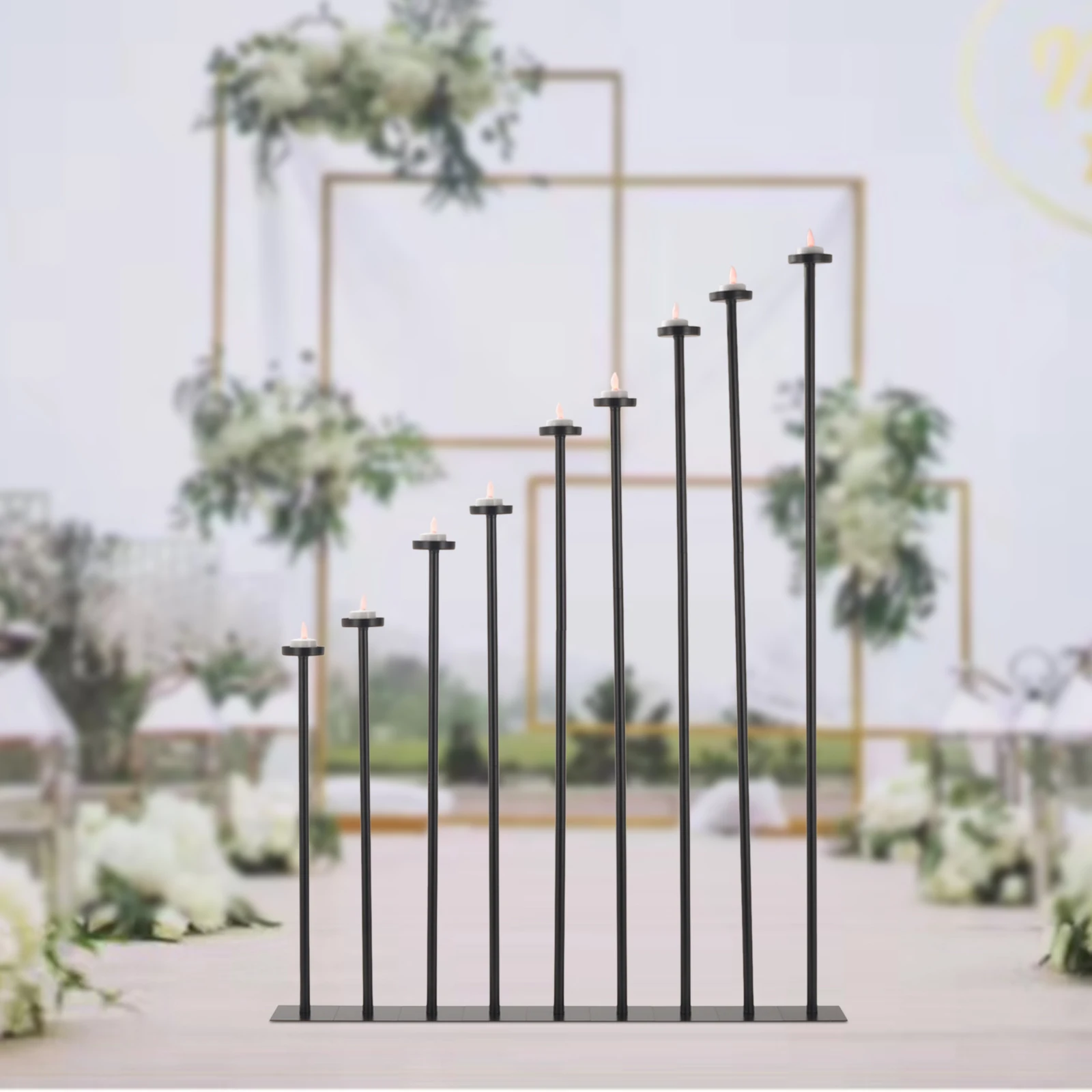 

Tall Floor Candle Holders DIY 9 Candelabra 42 inch Centerpiece for Wedding Decor Using Tealight Set Large with Black