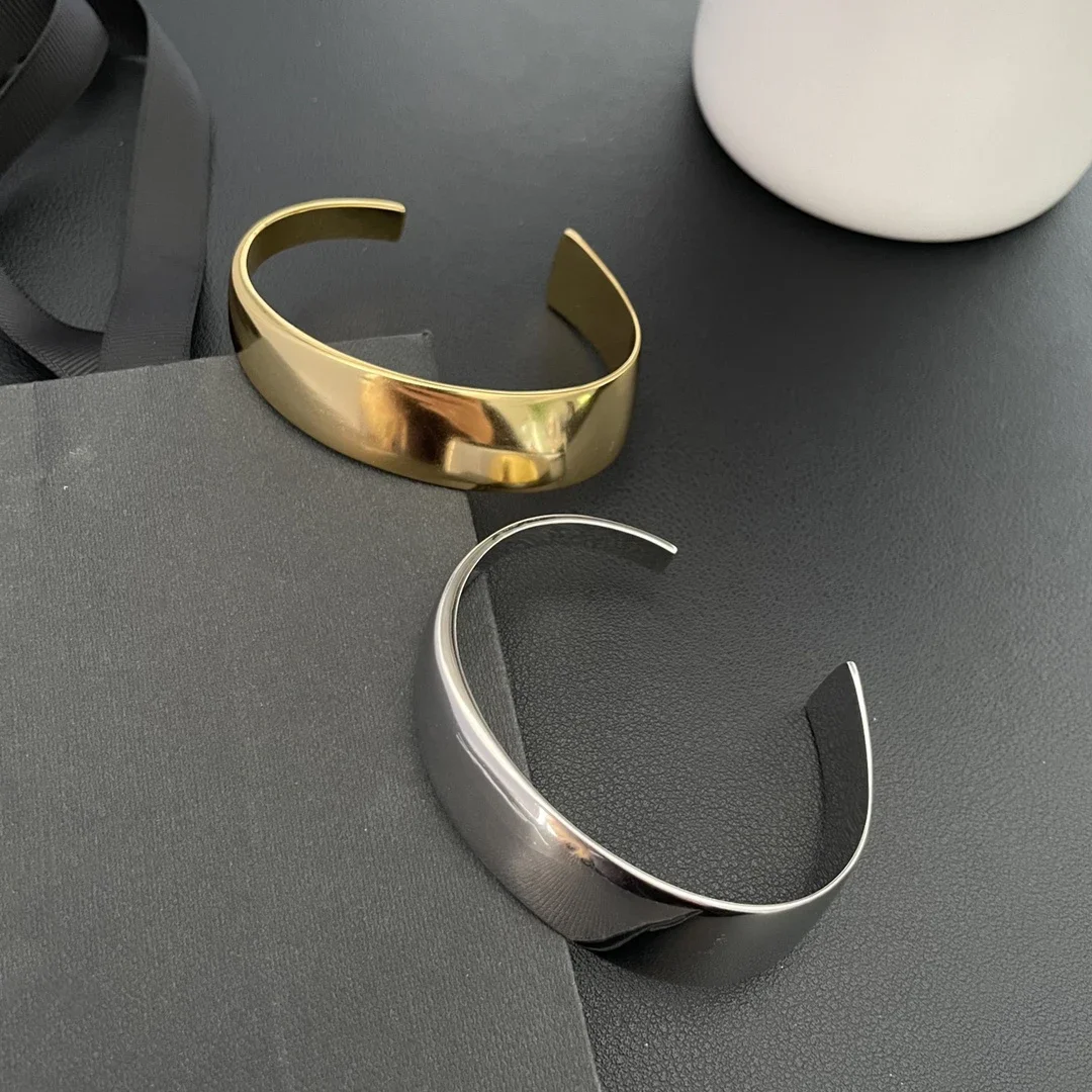 Fashion Designer Brand Gold Silver Minimalist Smooth Bracelet Women Jewelry Trend