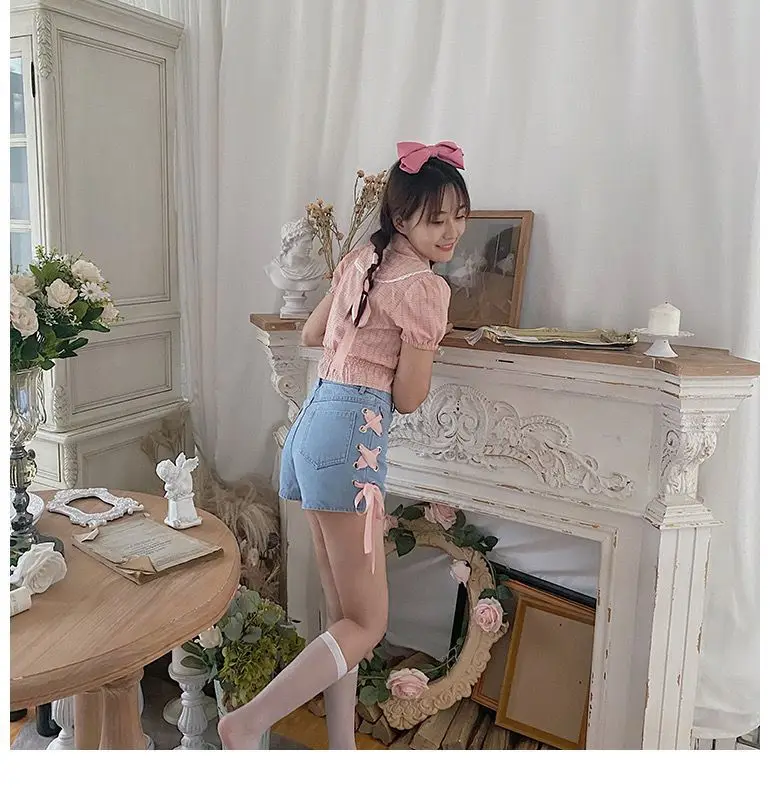 Neue Damen-Jeans mit rosa Trägern und hoher Taille, schmaler, weicher Mädchen-Jeans