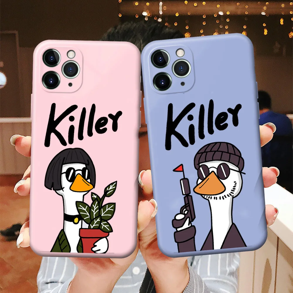 Cartoon Killer Leon Uncle Girl Couple Phone Case For iPhone 12 11 13 Pro Max X XR XS Max 7 8 Plus SE2 Cute Hard Shockproof Cover