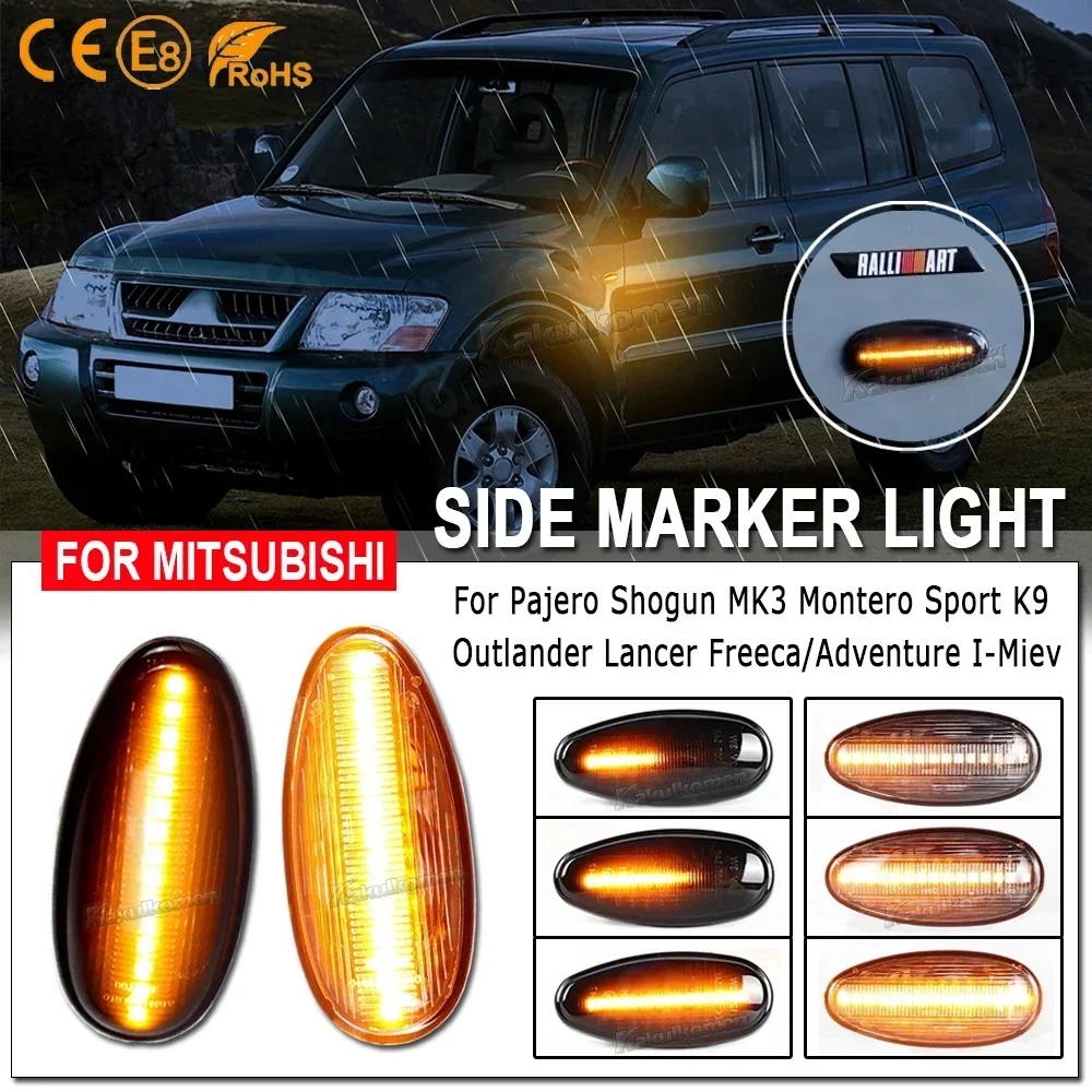 2pieces Led Dynamic Side Marker Turn Signal Light For Mitsubishi Pajero Sport K9 Galant Outlander Lancer Freeca I-Miev