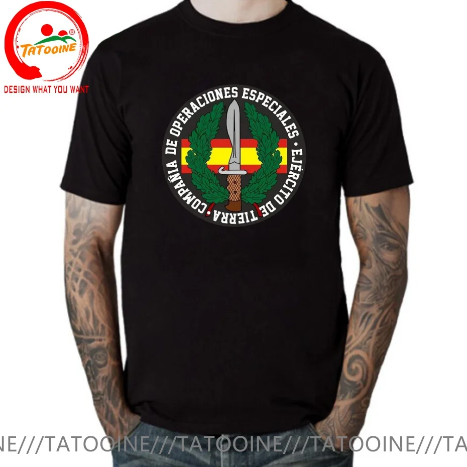 Funny Design Spain Compania De Operaciones Especiales  SRed Doublet Men Fashion Trendy Casual Clothing Stylish Tops Tee Shirt