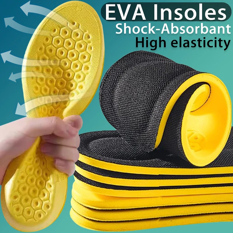 Palmilha elástica de eva para sapatos, palmilhas esportivas resistentes ao desgaste para homens e mulheres, absorção de choque, almofada leve e macia