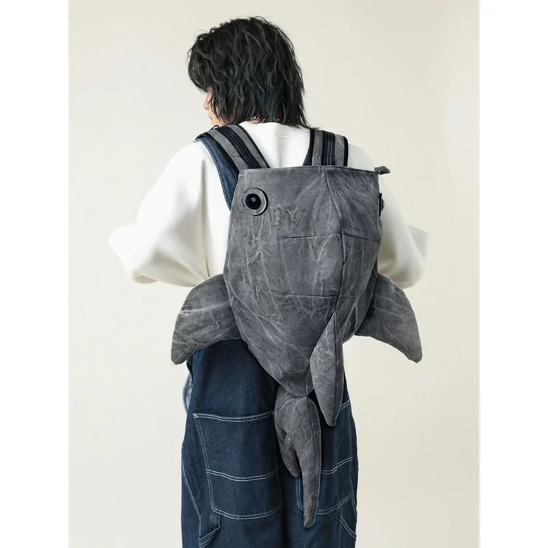 Funny Whale Shark Shape Backpack Durable Large Capacity Travel Bag Women Men Cute Outdoor Cartoon Knapsack Student Schoolbag