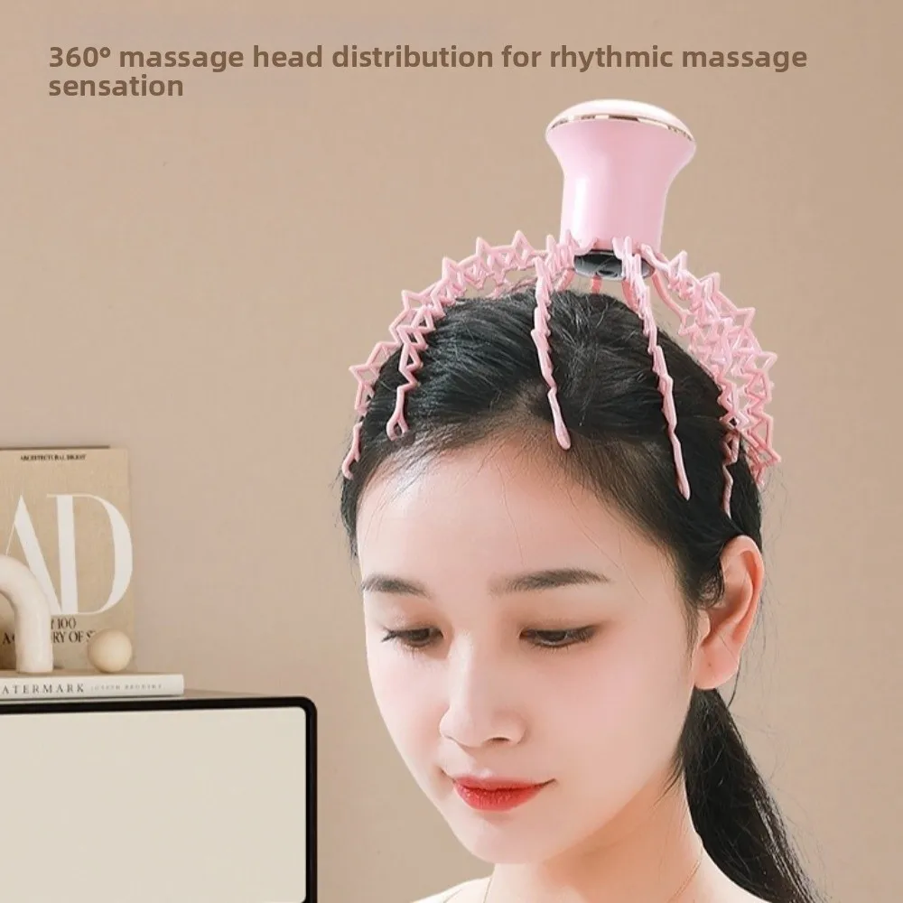 USB Rechargeable Head Octopus Massager Kneading 500mAh Portable Scalp Massager Adjustable Red Light Care