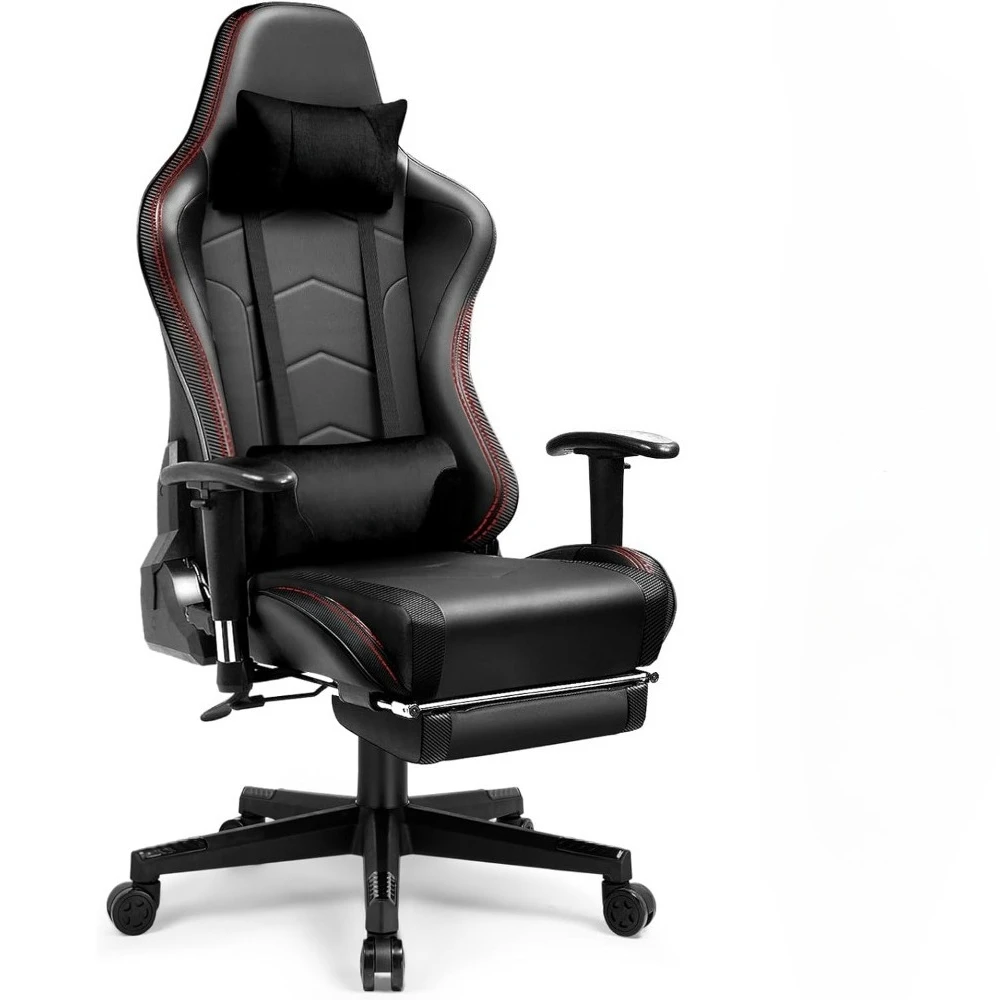 Chaise de bureau, design ergonomique à dossier haut, cuir reconstitué épais, avec appui-tête et 360 ° -Siège pivotant, chaise de bureau