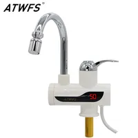 220V Tankless Instant Water Heater Electric Hot Water Faucet 3000W Heating Kitchen Tap with Temperature Display EU Plug