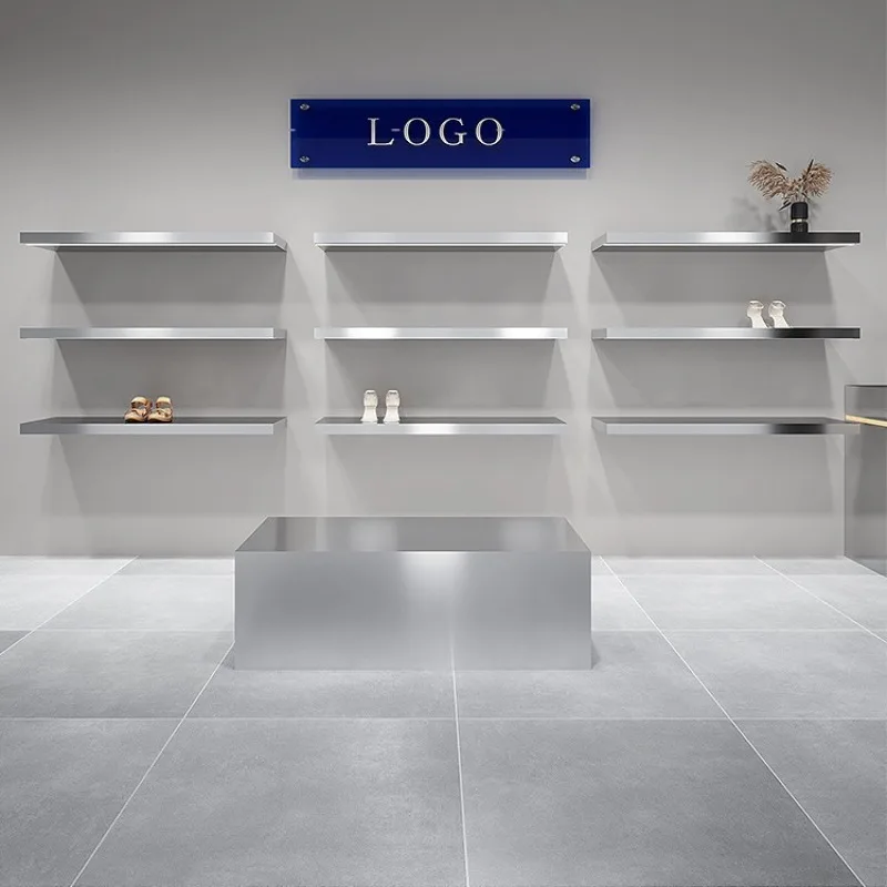 Shoe store shoe rack Clothing store display rack Wall wall hanging stainless steel shoe rack