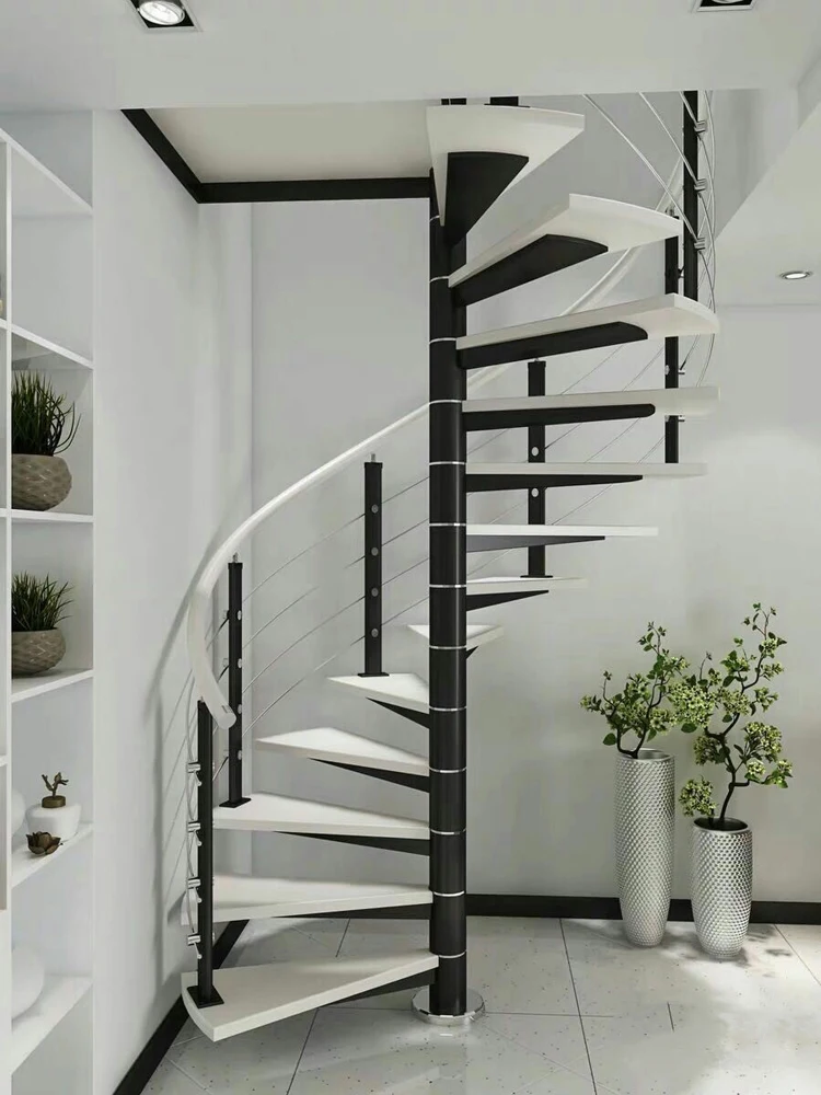 Customize the new steel-wood spiral staircase indoor household attic jump compound handrail guardrail