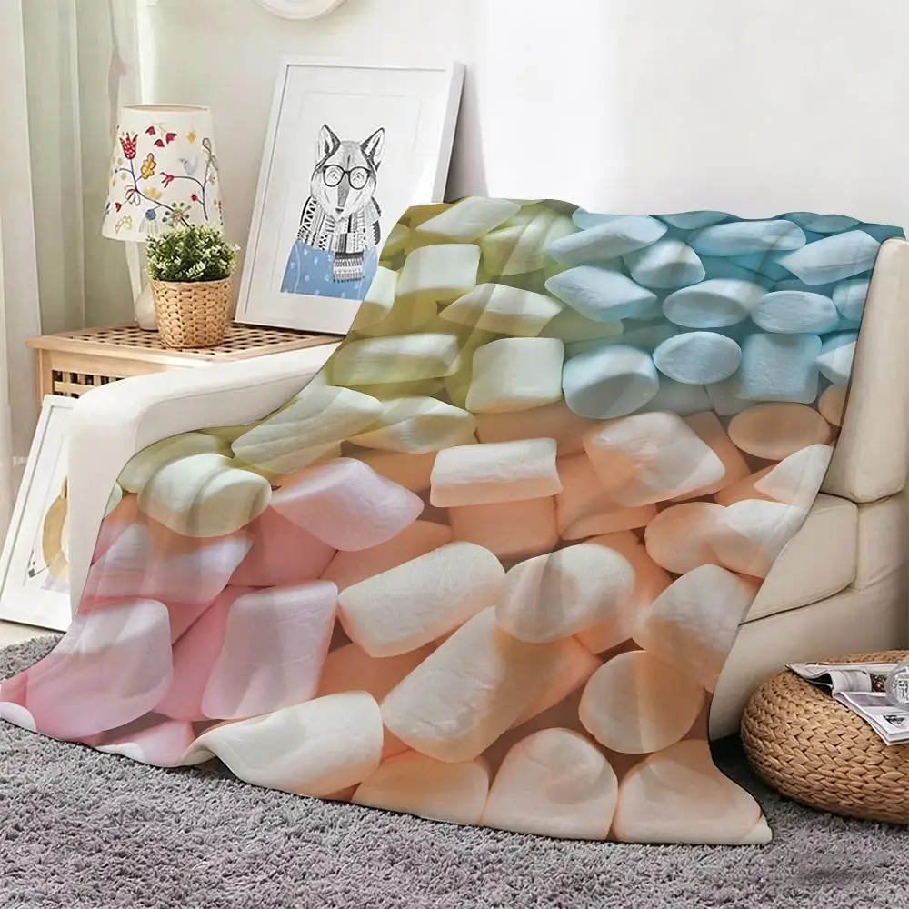 Pastel Marshmallow Dessert Throw Lightweight  Flannel Blanket Soft Skin-friendly for Summer Cooling view 3