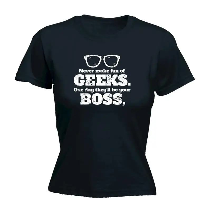 Camiseta para mujer Never Make Fun Of Geeks, regalo novedoso divertido