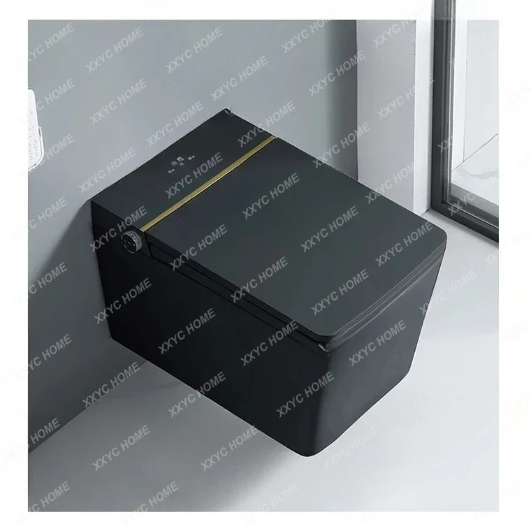 High End Color Smart Wc Square Shape Ceramic Intelligent Bidet Wall Mounted Automatic Toilet Bowl Black Smart Toilet